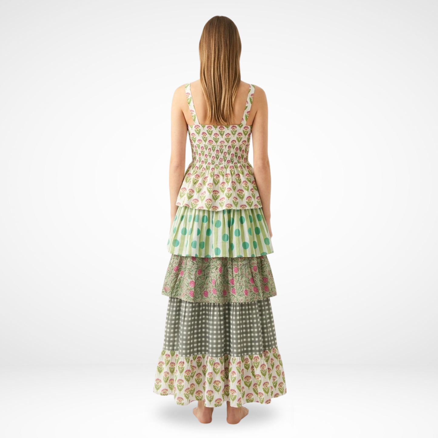 Emerald Frill – Green Floral Luxe Dress