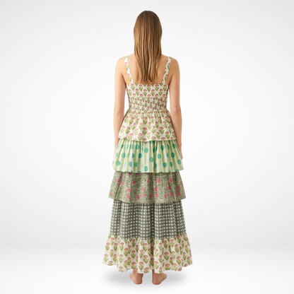 Emerald Frill – Green Floral Luxe Dress