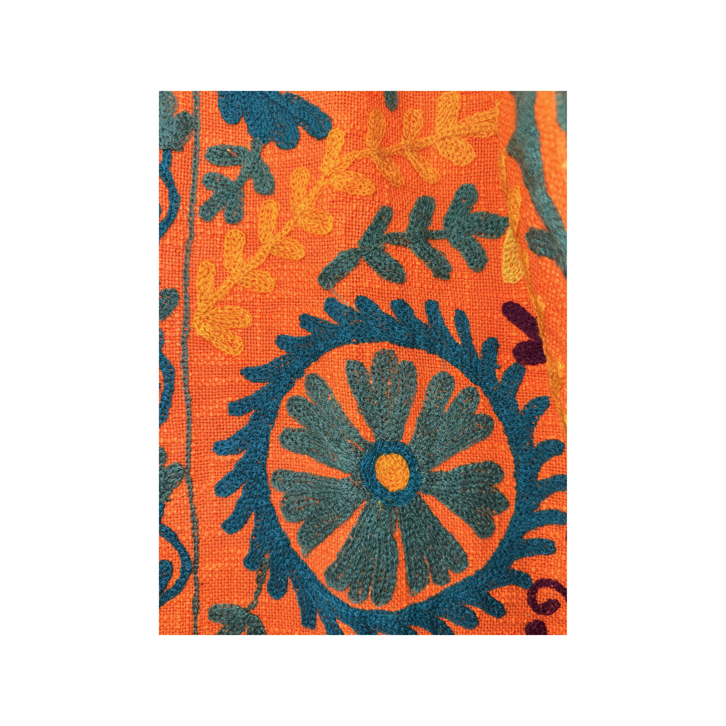 Women’s Desert Sunset Orange Suzani Reversible Cotton Jacket – Artistic Embroidered Statement Jacket