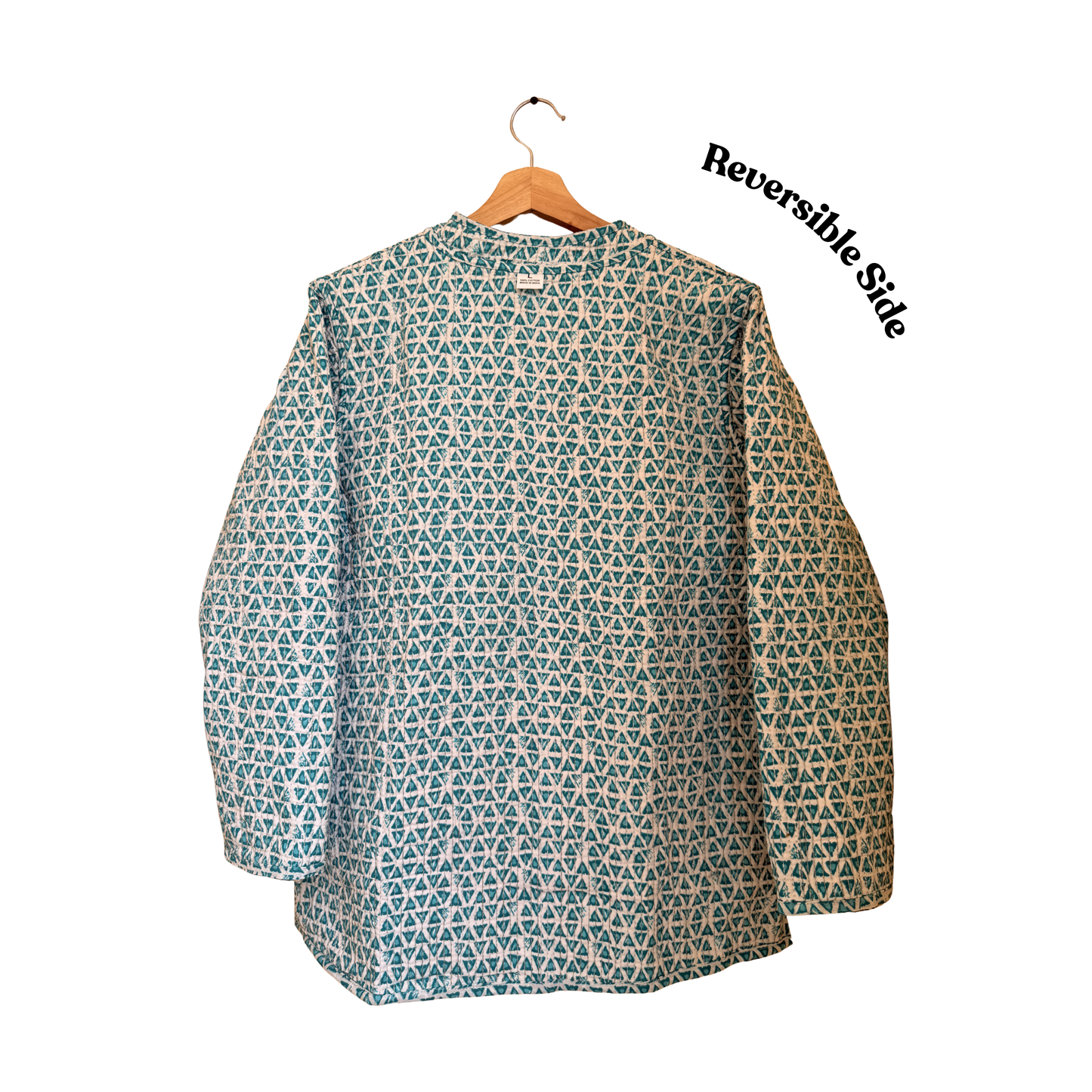 Forest Muse – Long Dark Green Cotton Quilted Reversible Jacket