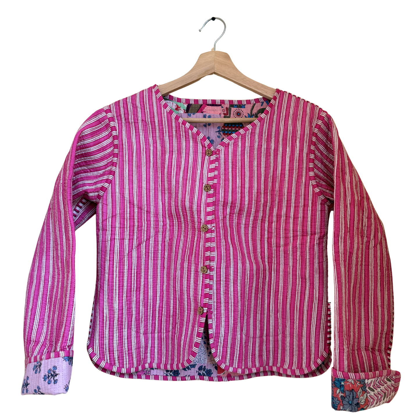 Candy Pink – Patchwork Cotton Quilted Reversible Jacket