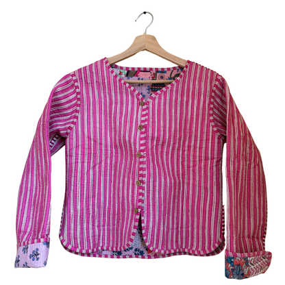 Candy Pink – Patchwork Cotton Quilted Reversible Jacket