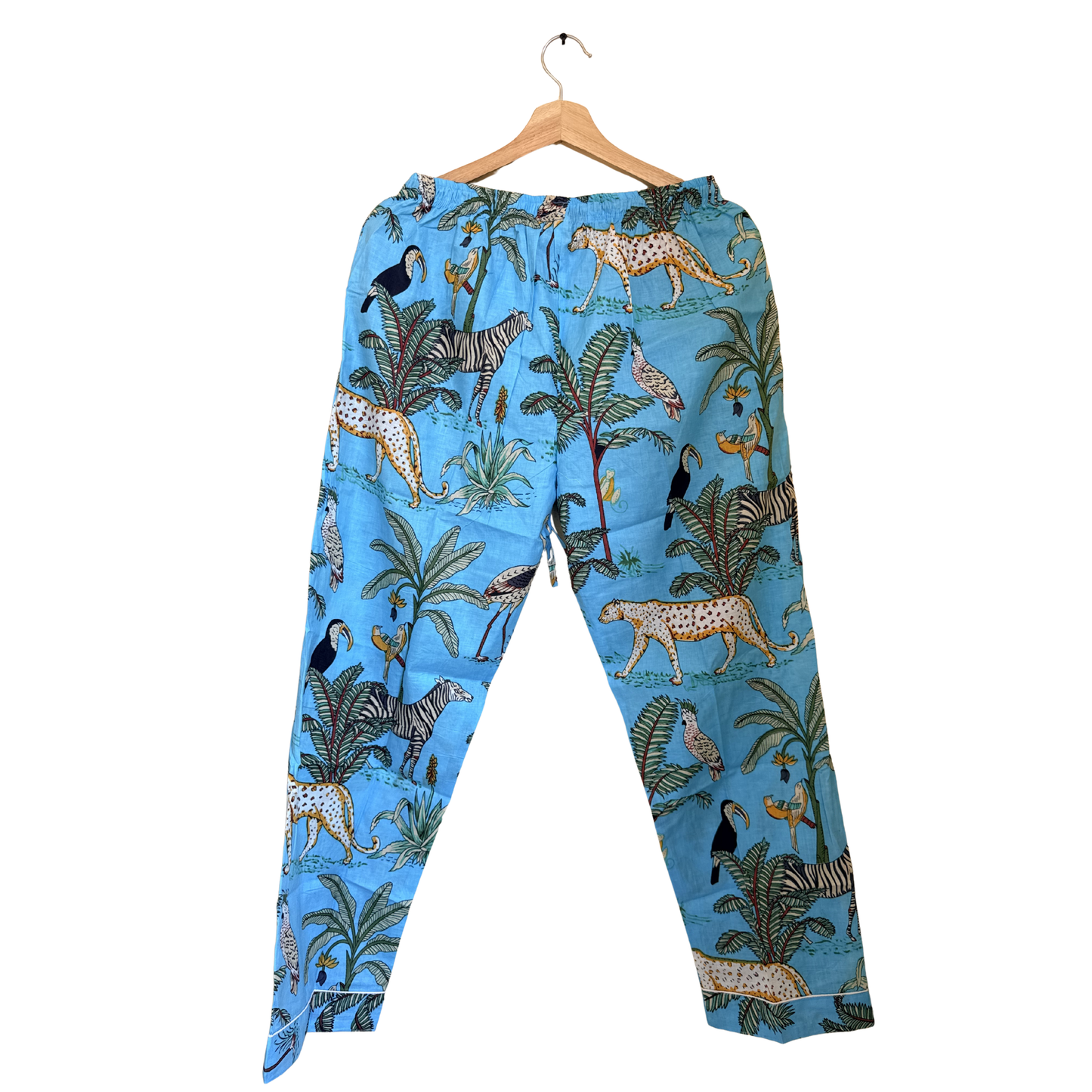 Women's Sky Blue Safari Print Cotton Night Suit Set – Elegant Two Piece Pajama Set