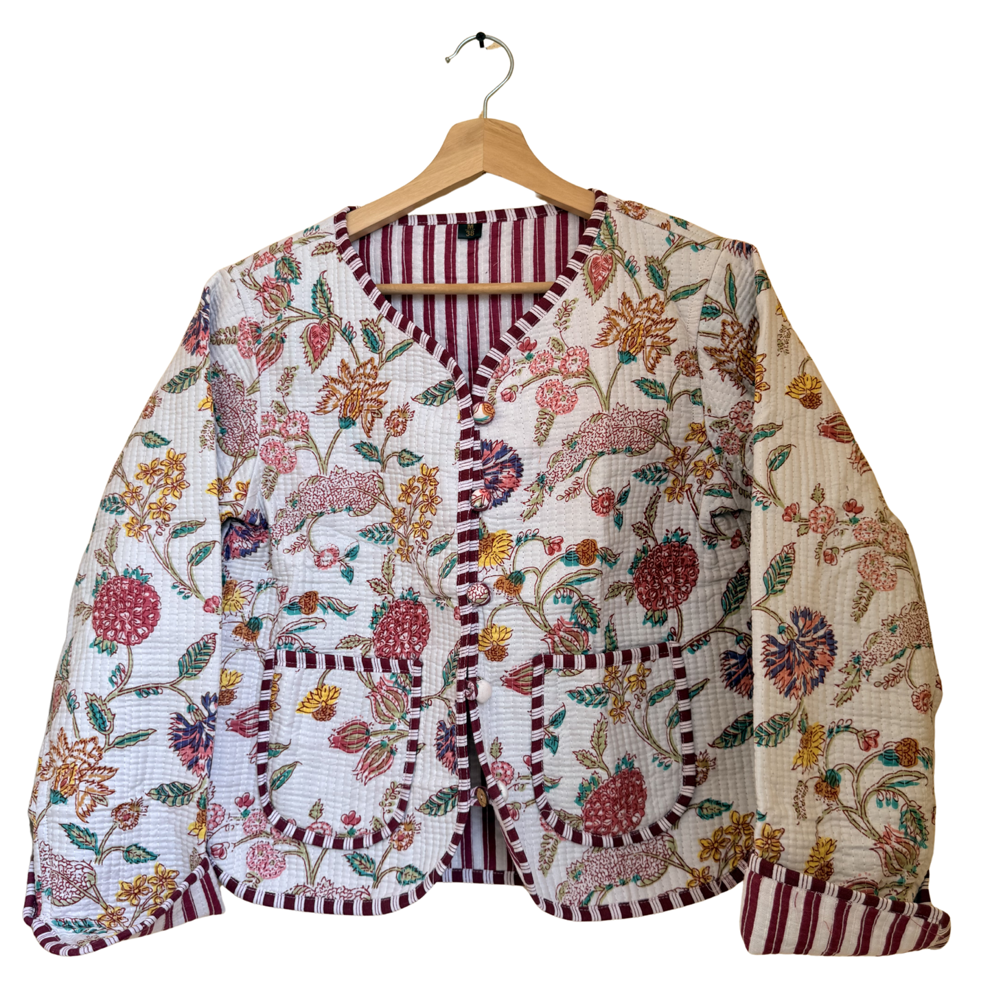 White Blossom – Cotton Quilted Reversible Jacket