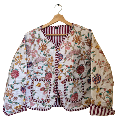 White Blossom – Cotton Quilted Reversible Jacket