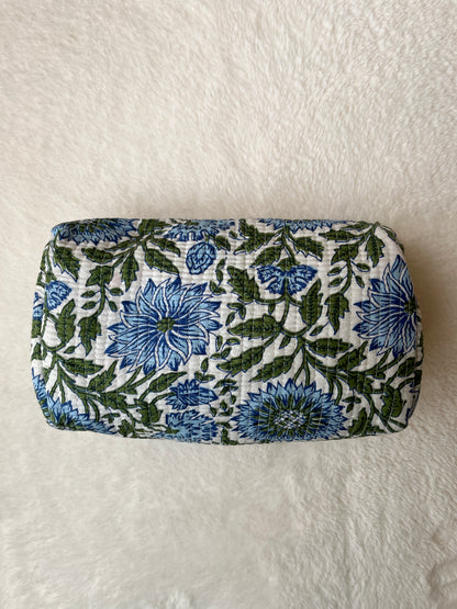Blue Floral-1 – Tote & 3 Pouch Set