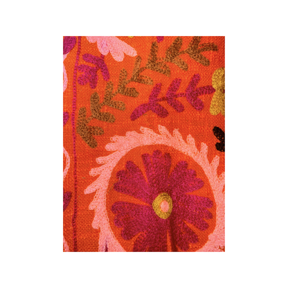 Women’s Amber Bloom Orange Suzani Reversible Cotton Jacket – Artistic Embroidered Statement Jacket