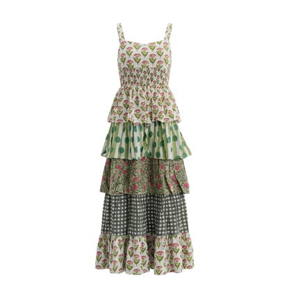 Emerald Frill – Green Floral Luxe Dress