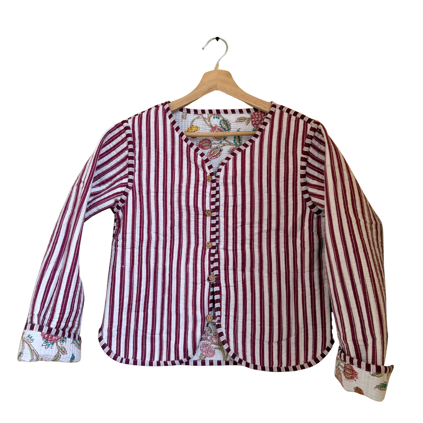 White Blossom – Cotton Quilted Reversible Jacket