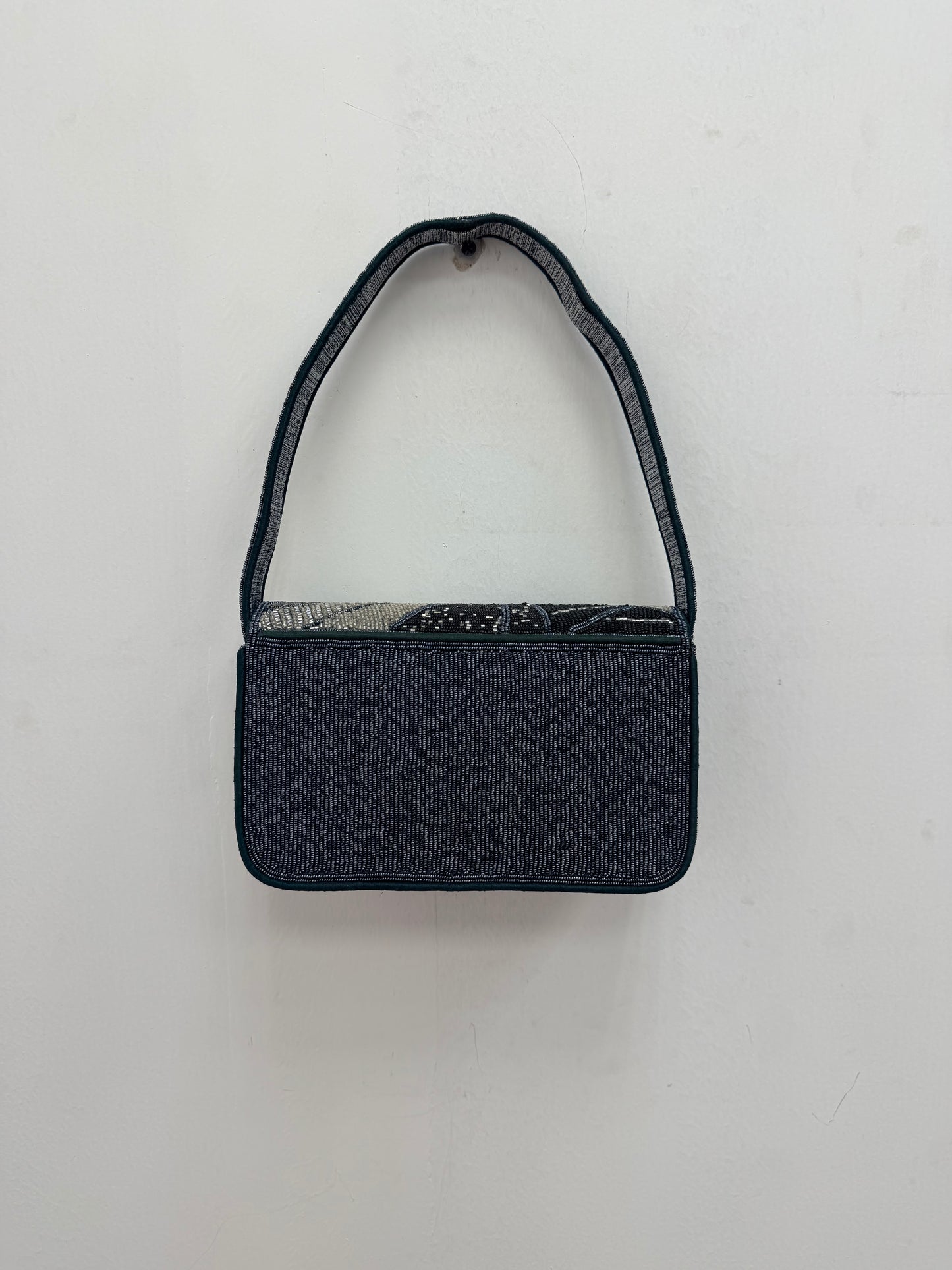 Chic Mini Bag – Black Abstract Beaded Bag