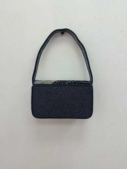 Chic Mini Bag – Black Abstract Beaded Bag