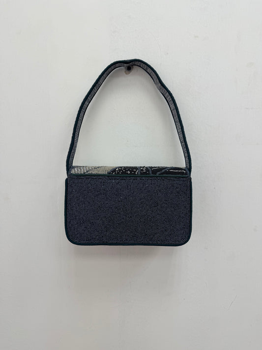 Chic Mini Bag – Black Abstract Beaded Bag