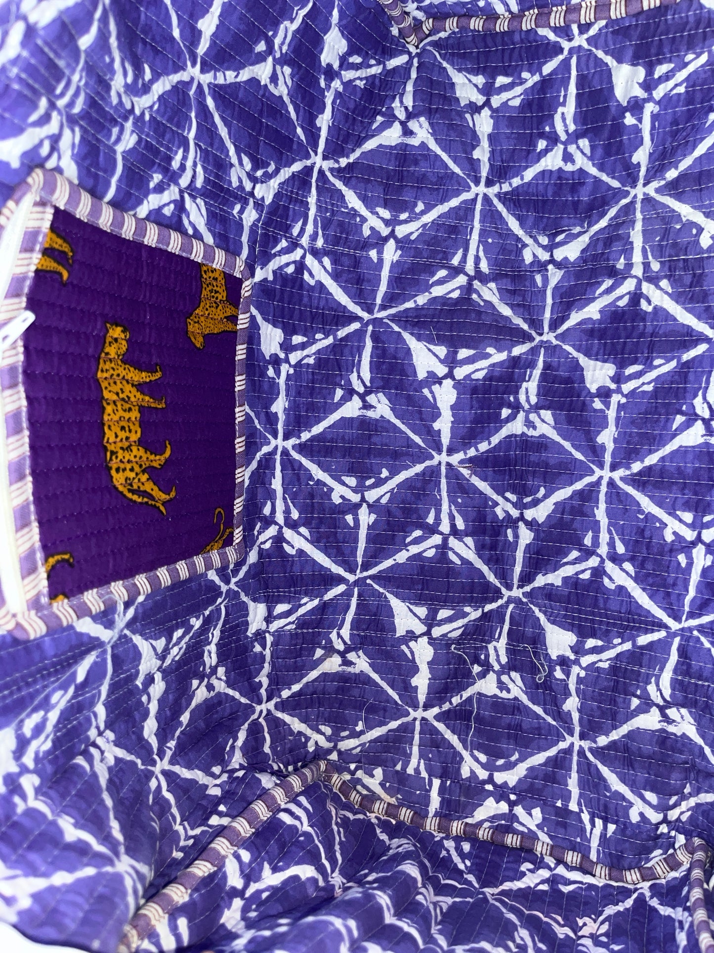 Purple Tiger Print Quilted Cotton Duffle Bag – Lightweight Travel Weekender