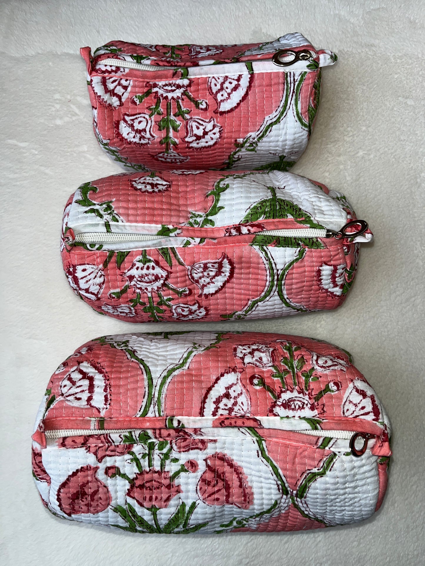 White peach Floral – Utility Pouch Pack of 3