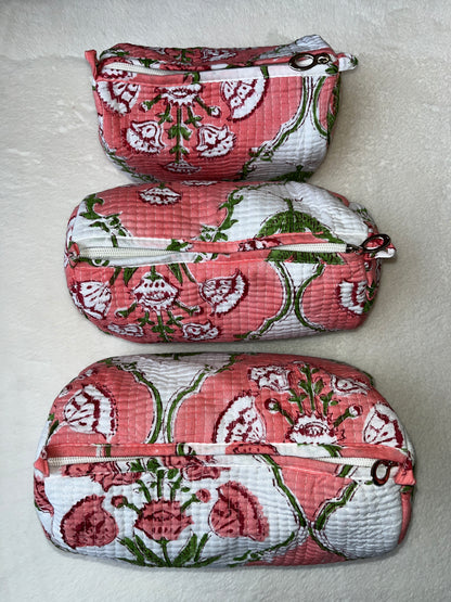 White peach Floral – Utility Pouch Pack of 3