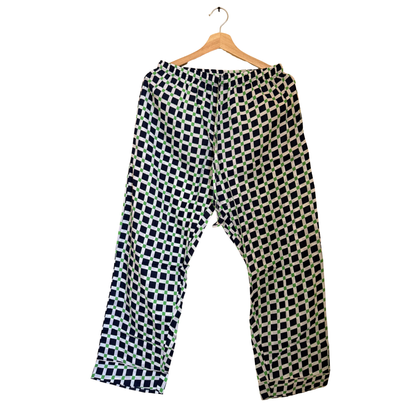 Women’s Blue & Green Square Print Cotton Night Suit Set – Elegant Two Piece Pajama Set
