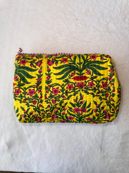 Yellow Floral – Quilted Utility Pouch