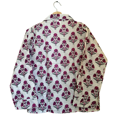 Women’s Mini Red Floral Print Cotton Night Suit Set -Elegant Two Piece Pajama Set