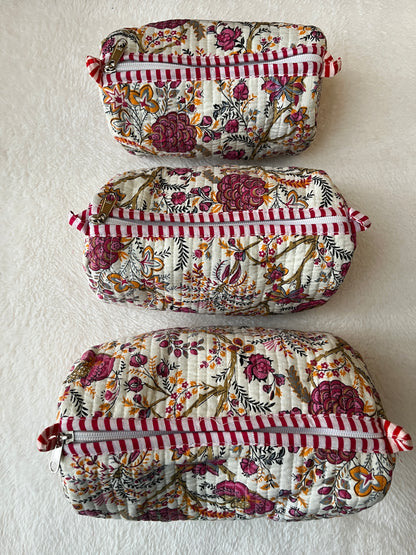 Peach floral-2 – Utility Pouch Pack of 3