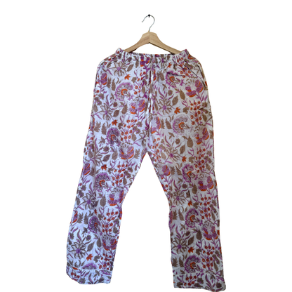 Women’s White Floral Blossom Cotton Night Suit Set – Elegant Two Piece Pajama Set