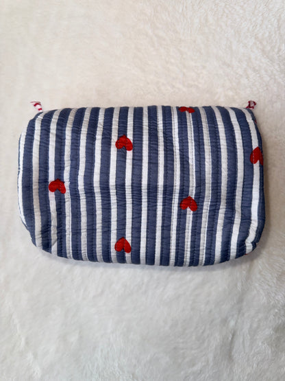 Grey hearts – Quilted Utility Pouch