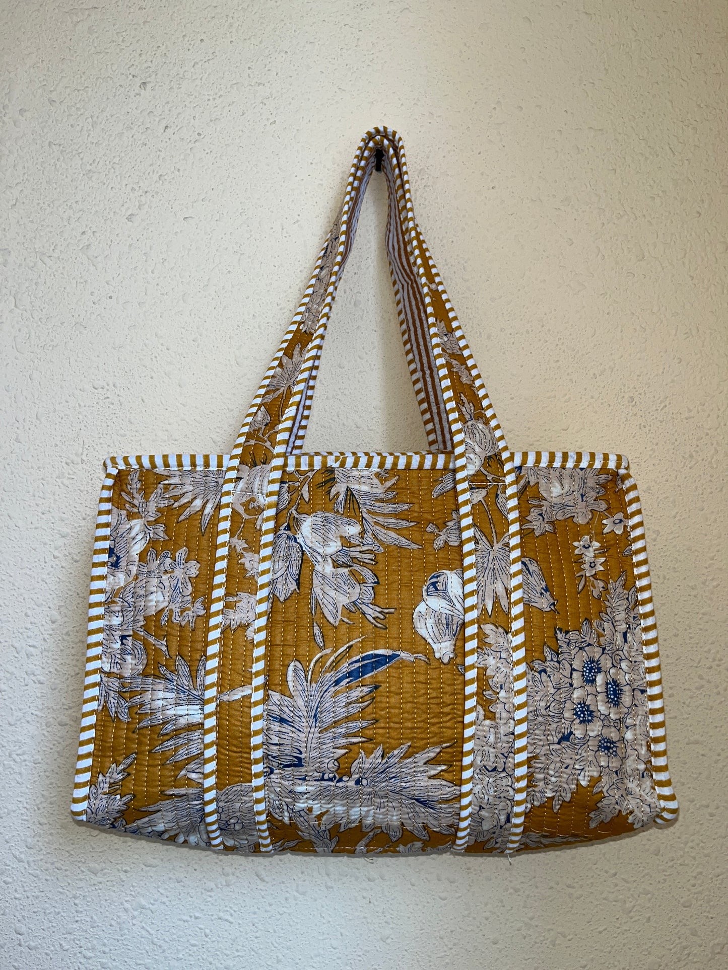 Yellow Floral -2 Quilted Mini Tote Bag 10X12