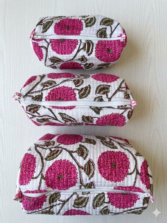 White Floral-1 – Utility Pouch Pack of 3