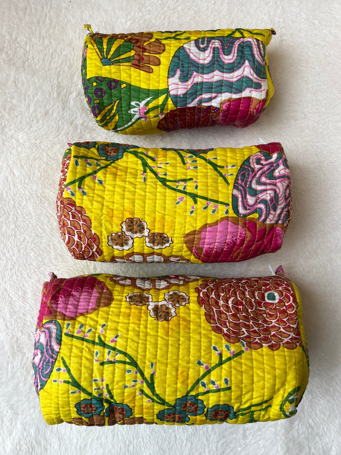Yellow floral – Utility Pouch Pack of 3