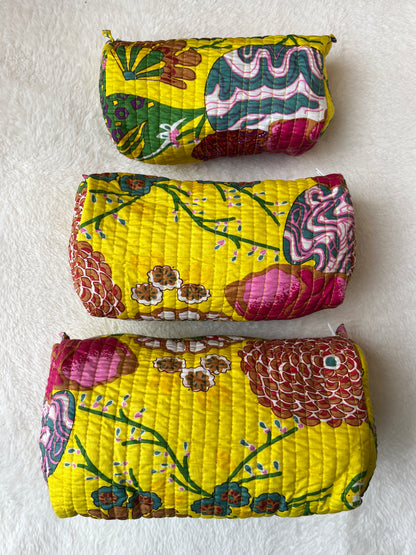 Yellow floral – Utility Pouch Pack of 3