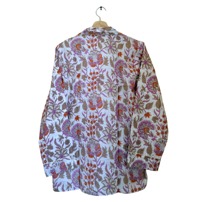 Women’s White Floral Blossom Cotton Night Suit Set – Elegant Two Piece Pajama Set