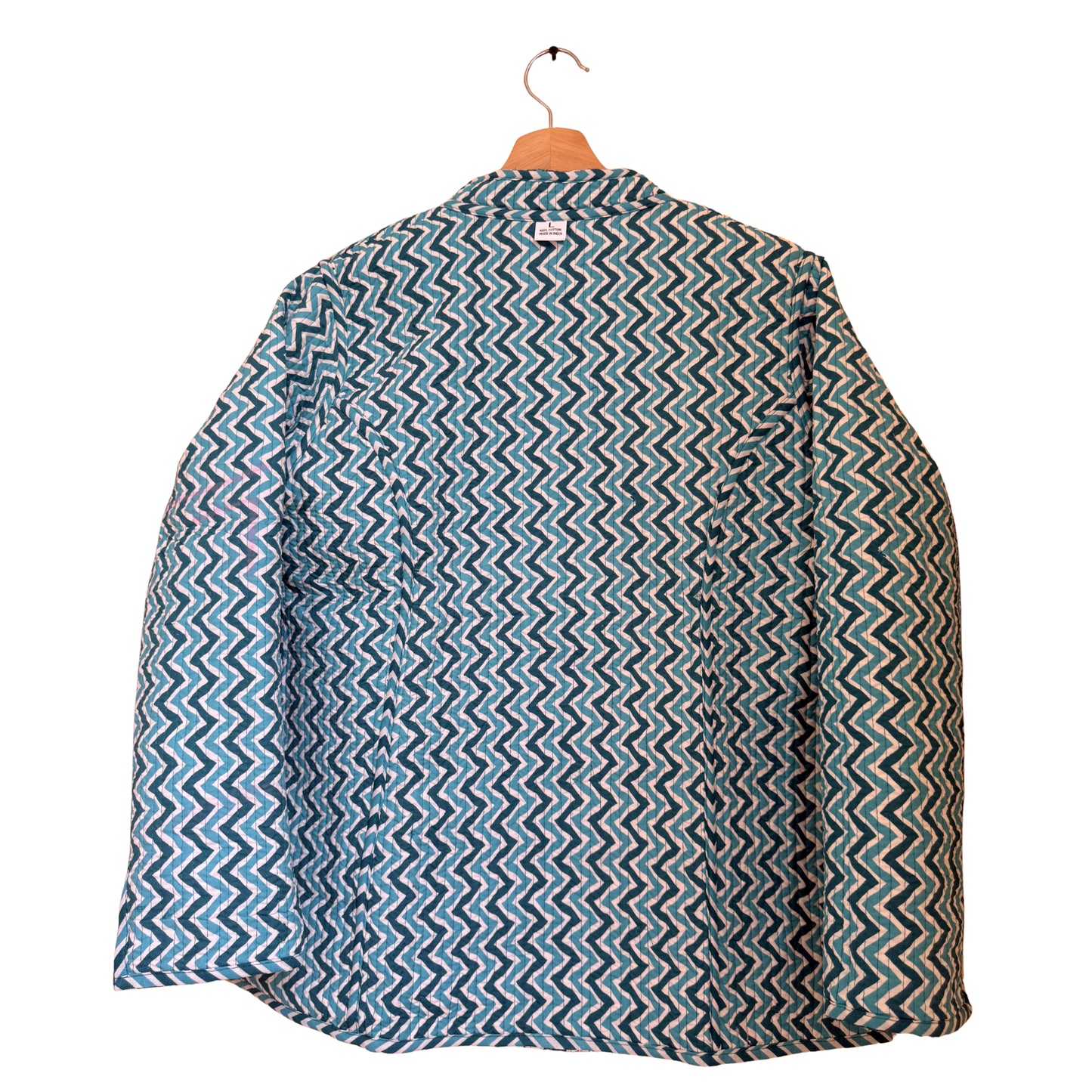 Emerald Green Bloom – Long Cotton Quilted Reversible Jacket