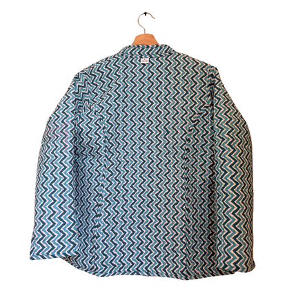 Emerald Green Bloom – Long Cotton Quilted Reversible Jacket