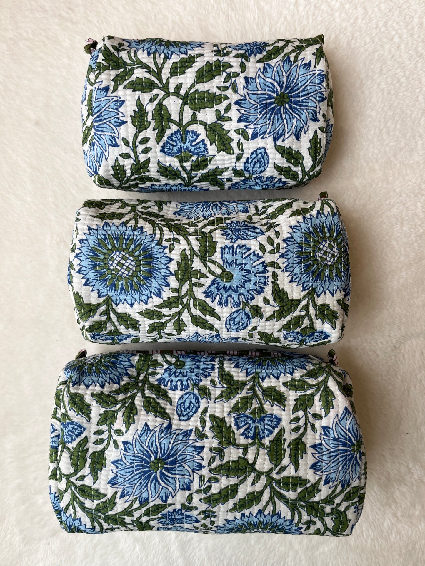 Blue Floral-1 – Tote & 3 Pouch Set