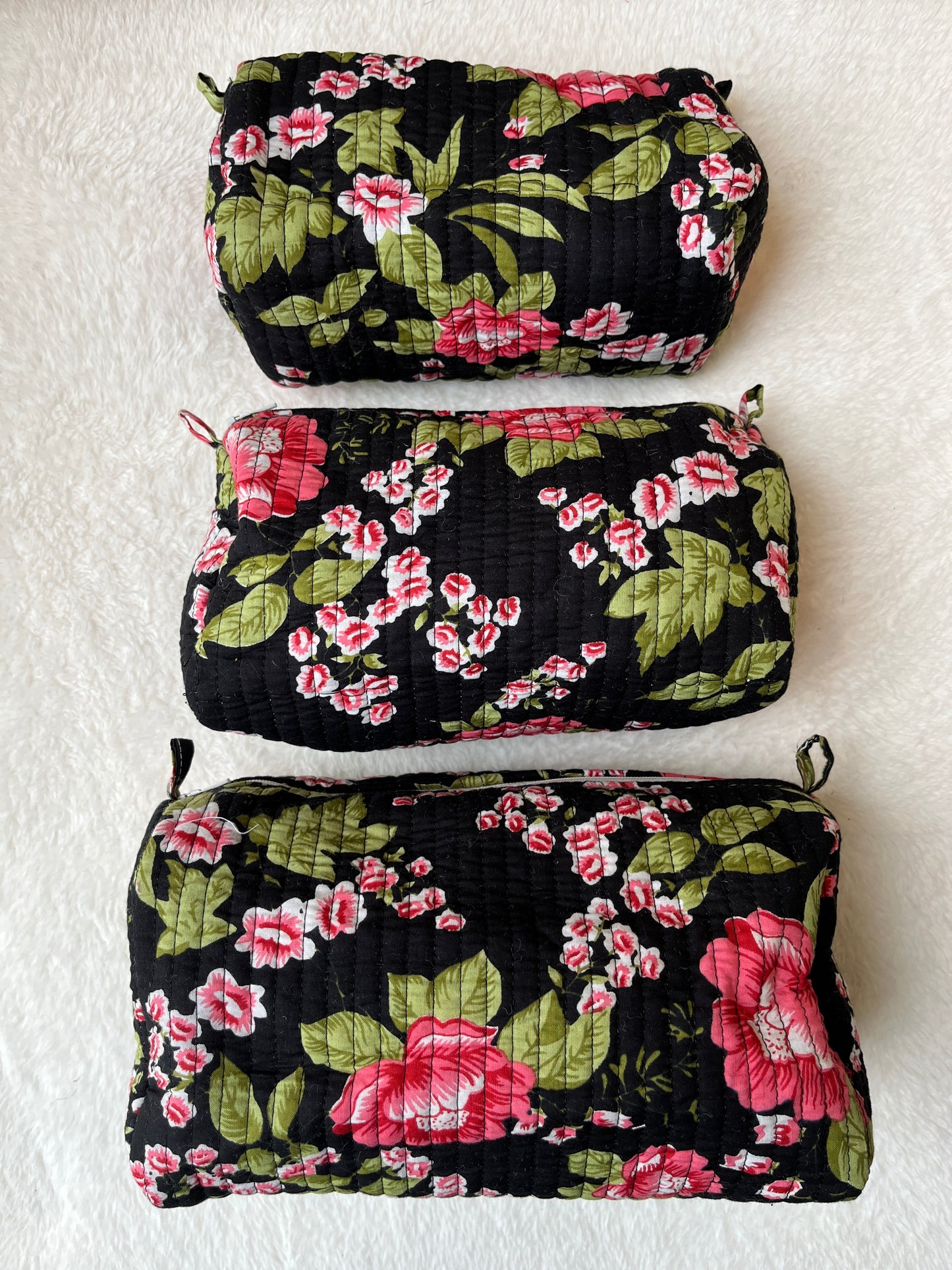 Black Floral-1  – Utility Pouch Pack of 3