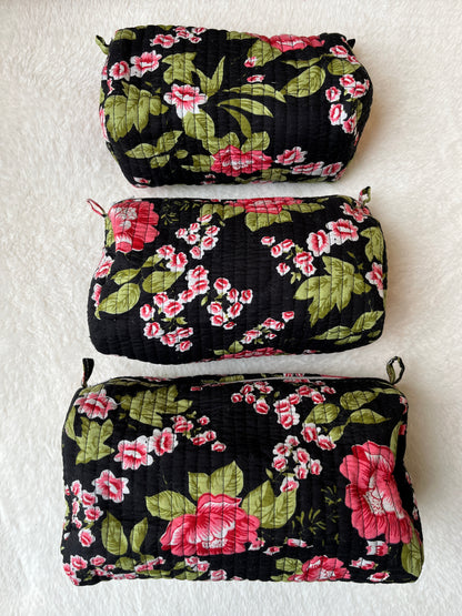 Black Floral-1  – Utility Pouch Pack of 3