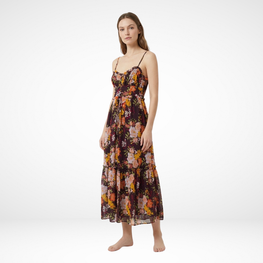 Noir Bloom – Black Floral Luxe Dress