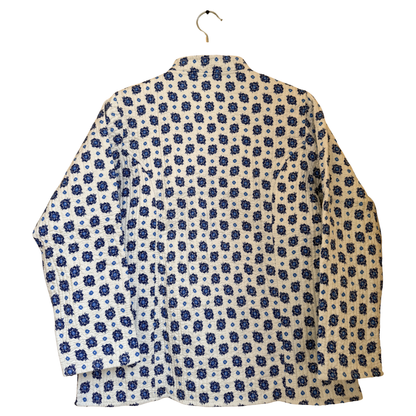 Sky Blue Petals – Long Cotton Quilted Reversible Jacket