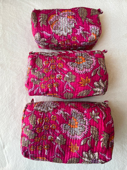 Pink Floral – Utility Pouch Pack of 3