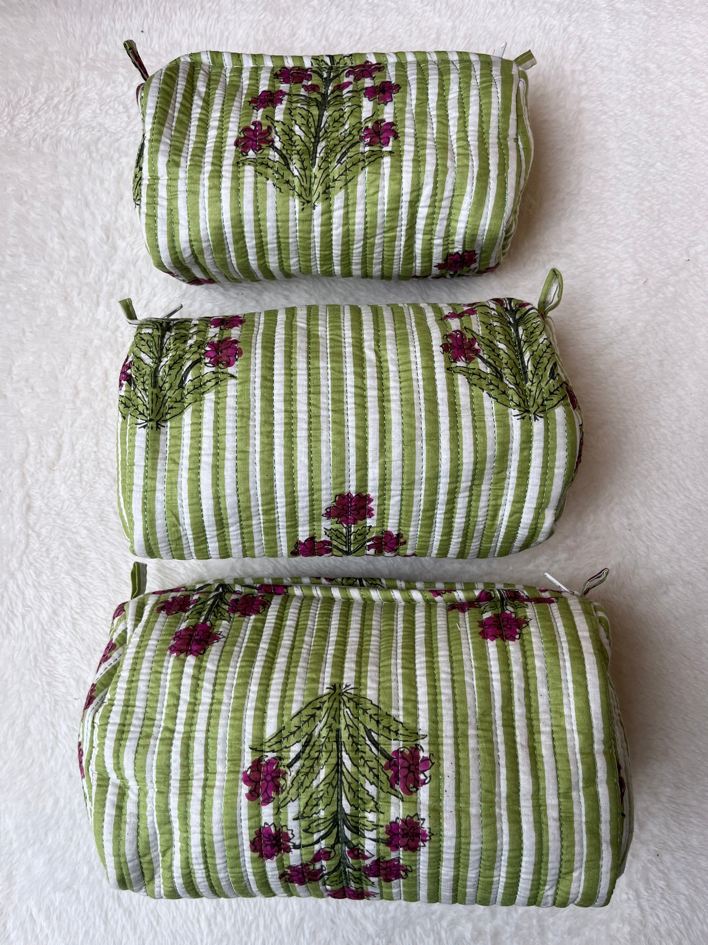 Green floral – Utility Pouch Pack of 3