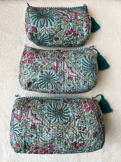 Blue Floral – Utility Pouch Pack of 3