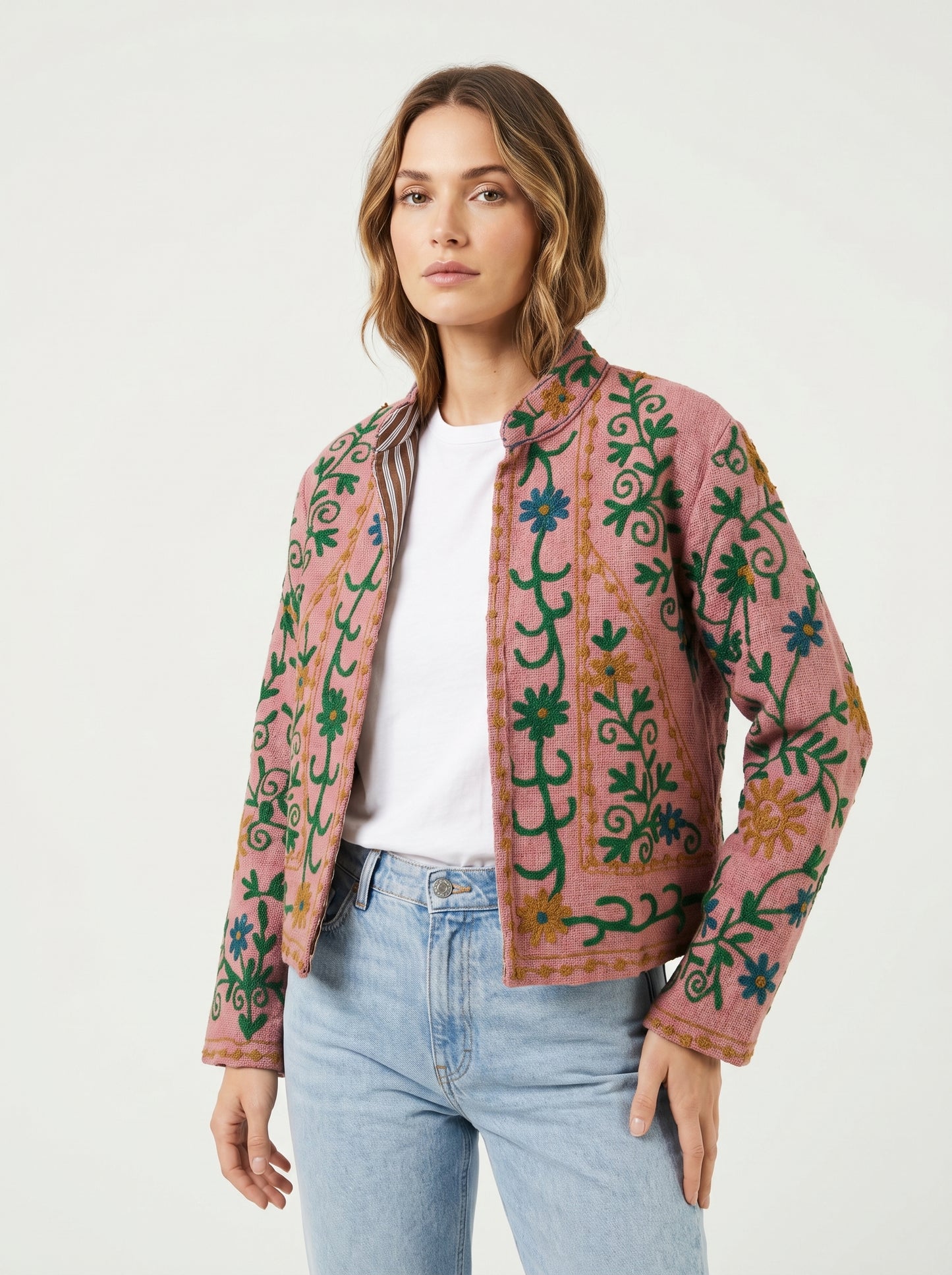 Women's Cotter Suzani Reversible Jacket – Artistic Embroidered Statement Jacket