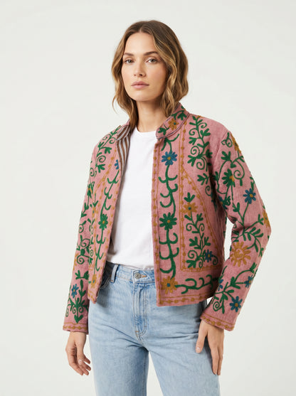 Women's Cotter Suzani Reversible Jacket – Artistic Embroidered Statement Jacket