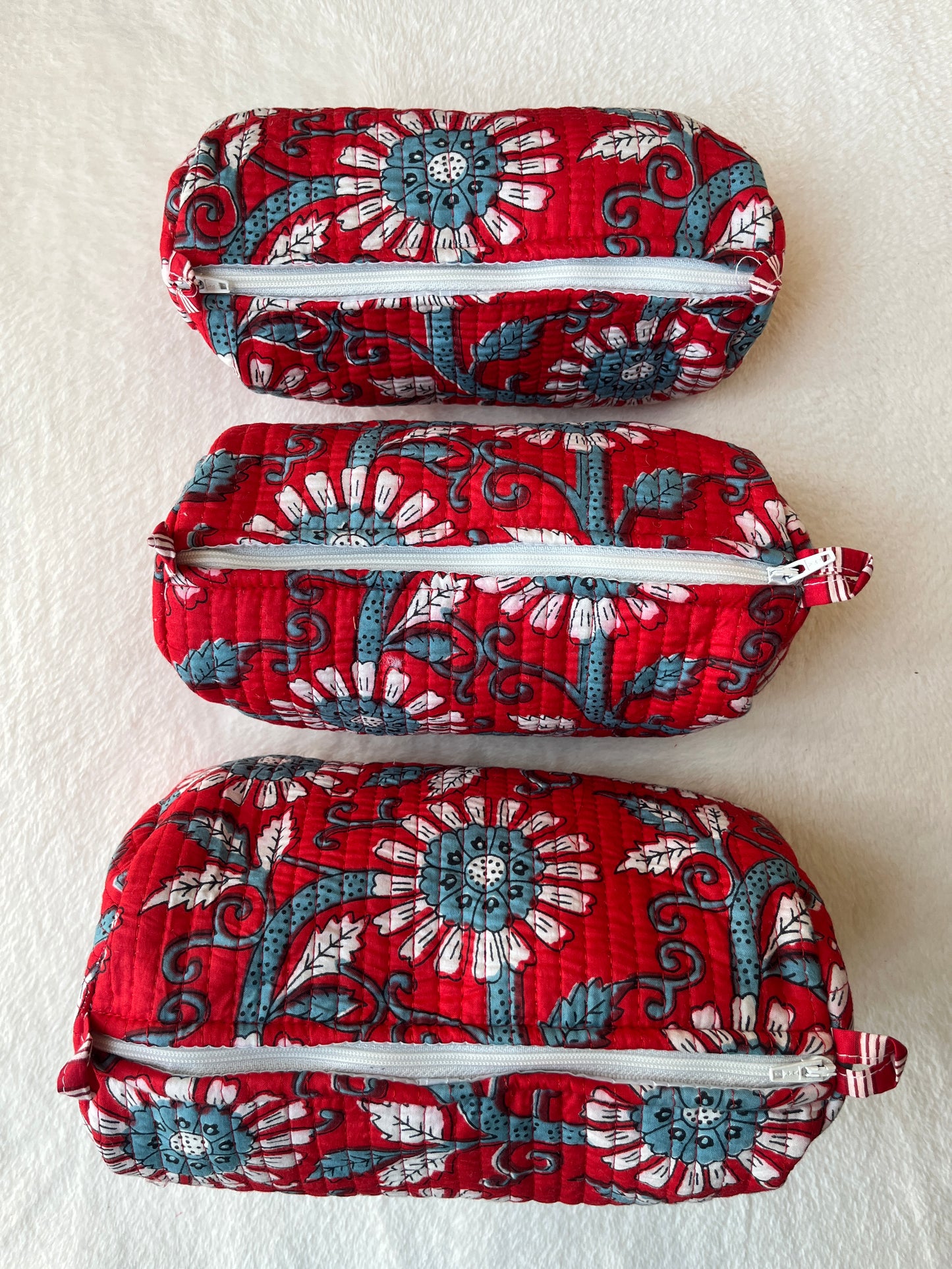 Red Blue floral – Utility Pouch Pack of 3
