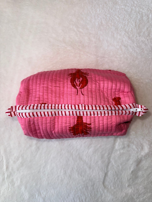 Pink lobster – Quilted Utility Pouch