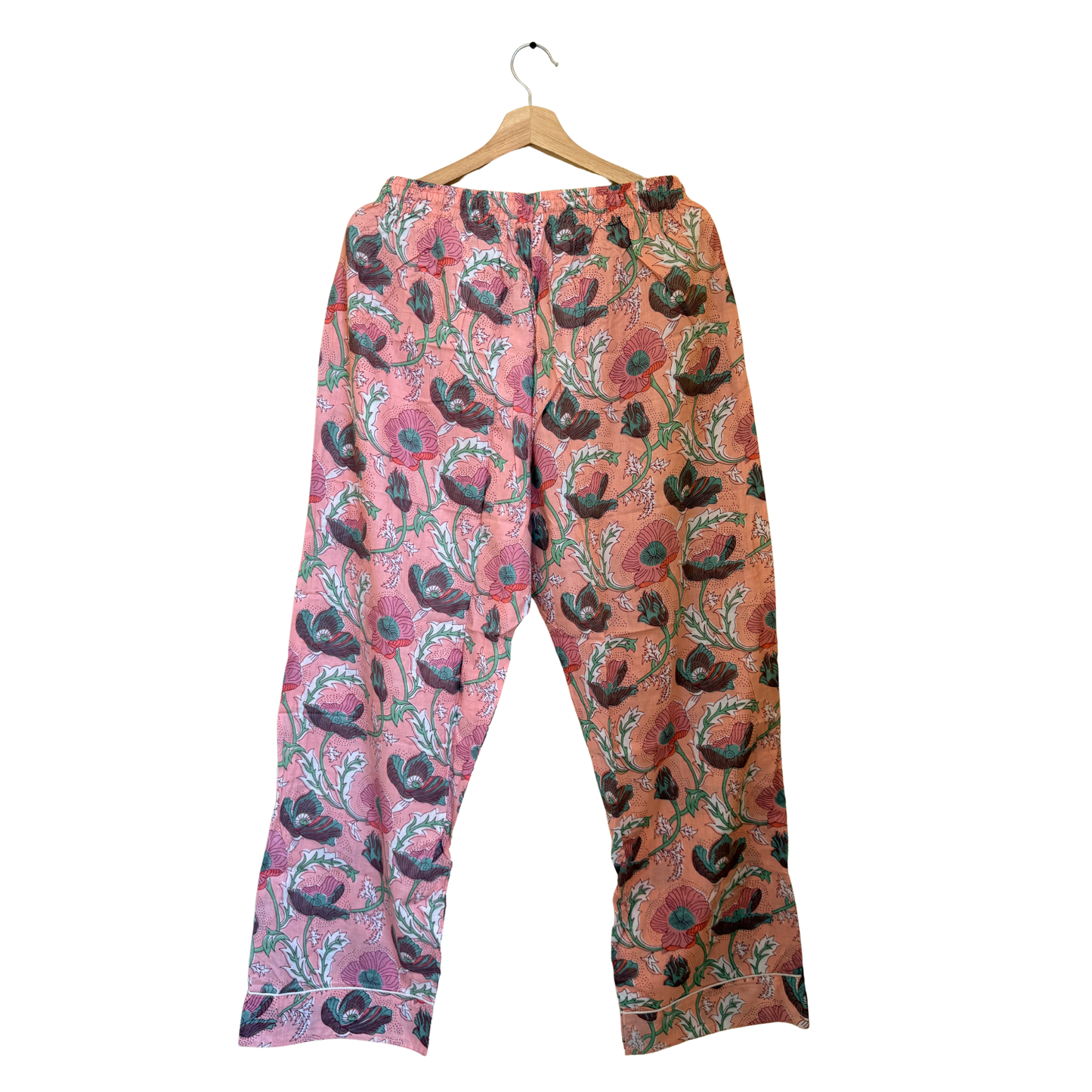 Women's Pink Floral Print Cotton Night Suit Set – Elegant Two Piece Pajama Set