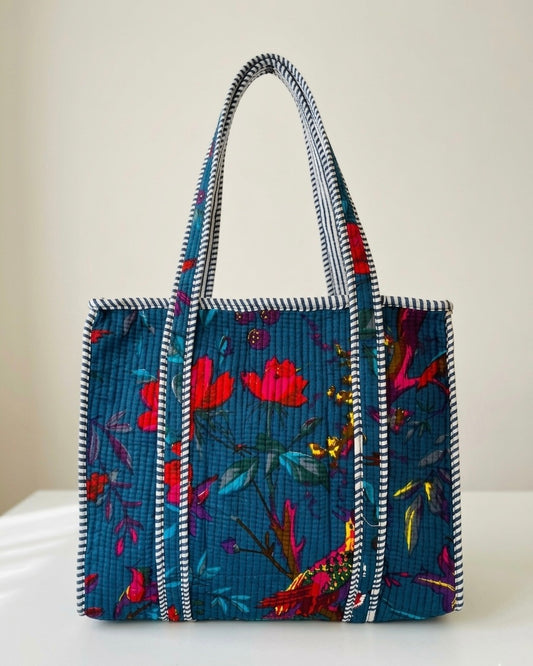 Blue floral Mini Tote Bag 15X15