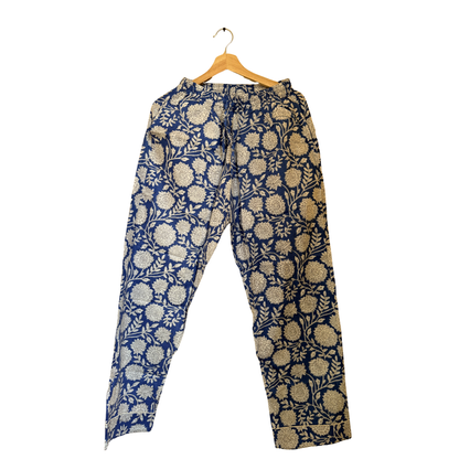 Women’s Bloom in Blue Print Cotton Night Suit Set – Elegant Two Piece Pajama Set