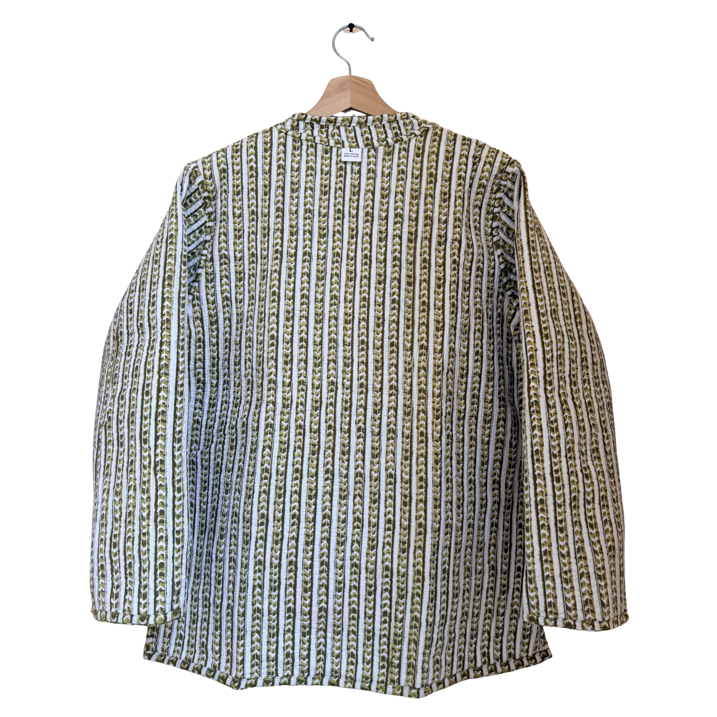 Lush Green Bloom – Long Cotton Quilted Reversible Jacket