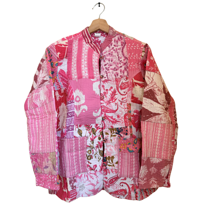 Cotton Candy – Long Patchwork Cotton Quilted Reversible Jacket