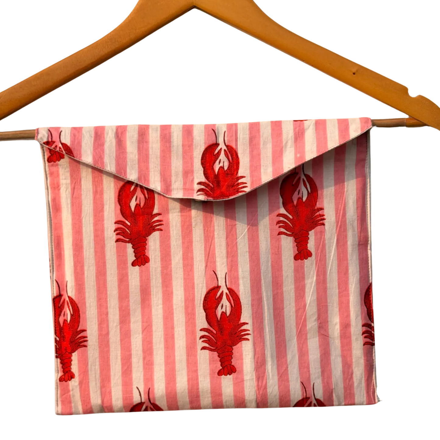 Women’s Orange White Striped Lobster Print Cotton Night Suit Set– Cute Two Piece Pajama Set